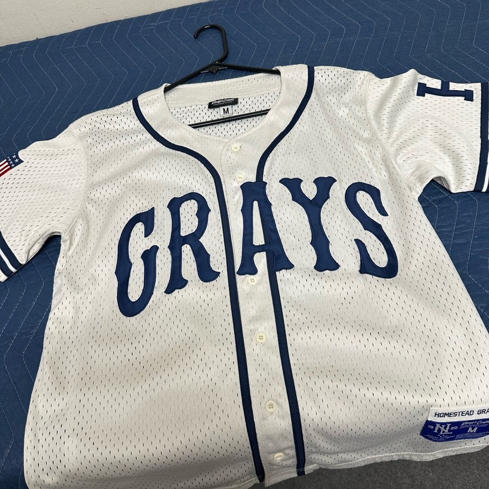 Mitchell & Ness White and Blue Grays Jersey